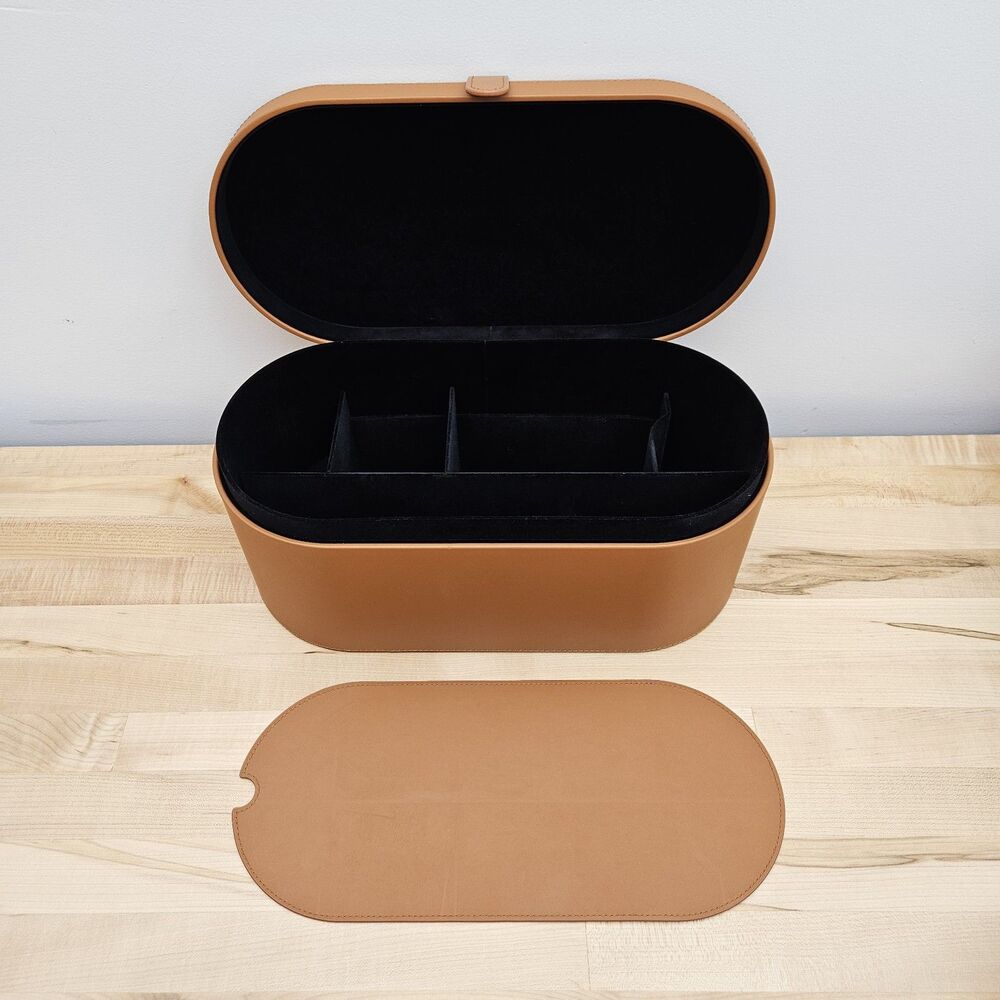 DYSON Airwrap Styler LARGE Brown Cognac Leather Storage Box Hard CASE ONLY - Picture 4 of 11